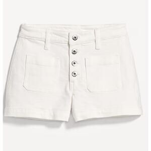 Old Navy Womens White High Waisted 3 Inch Denim Jean Trouser Shorts NEW Size 14
